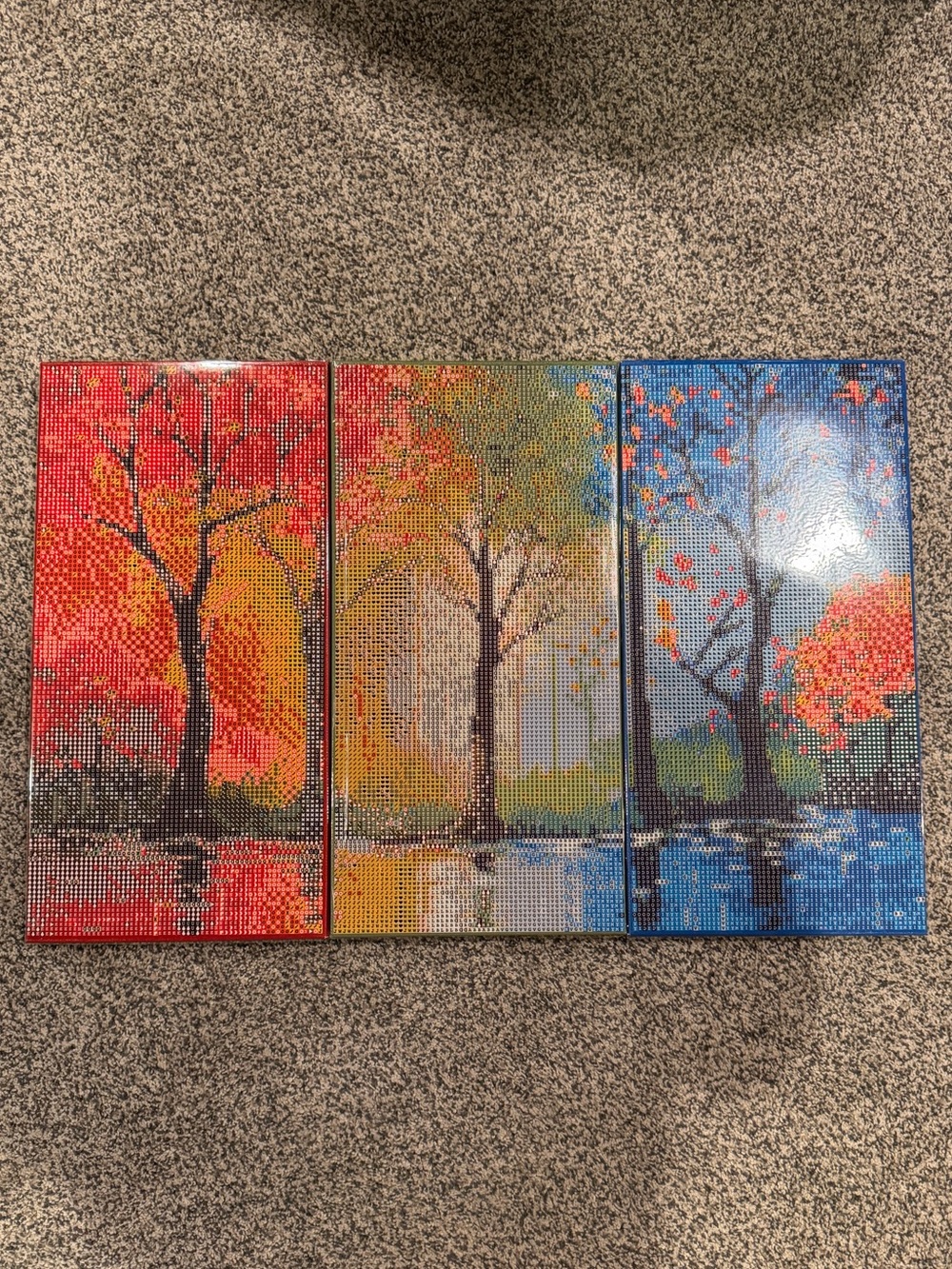 Three-Panel Diamond Painting Wall Art - Colorful Autumn Trees